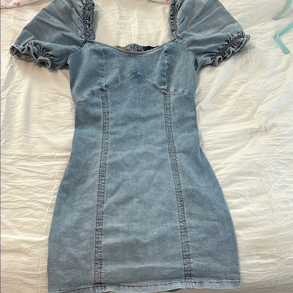 Lulu's Blue Ruffled Sheath Mini Dress